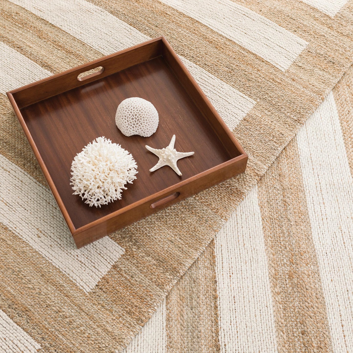 Dash & Albert Milo Ivory Handwoven Jute/Cotton Rug, 2 X 3 Feet, Tan Stripe Pattern