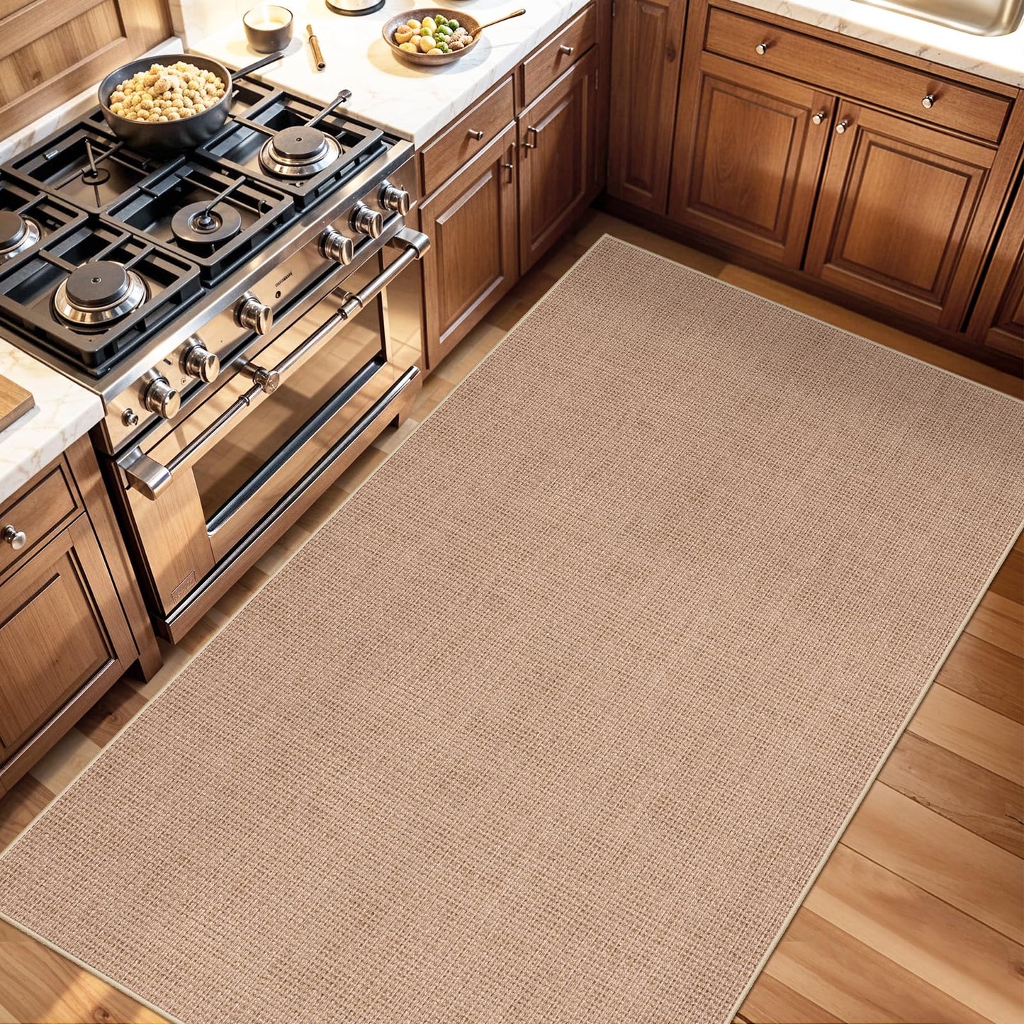 BYYVOO 3x5 No Shed Jute Rug: Machine Washable Non Slip Rugs for Entryway Front Porch Kitchen - Door Mat Area Rug Farmhouse Neutral Non Shedding - Carpet for Bedroom Living Room (Beige,3x5)