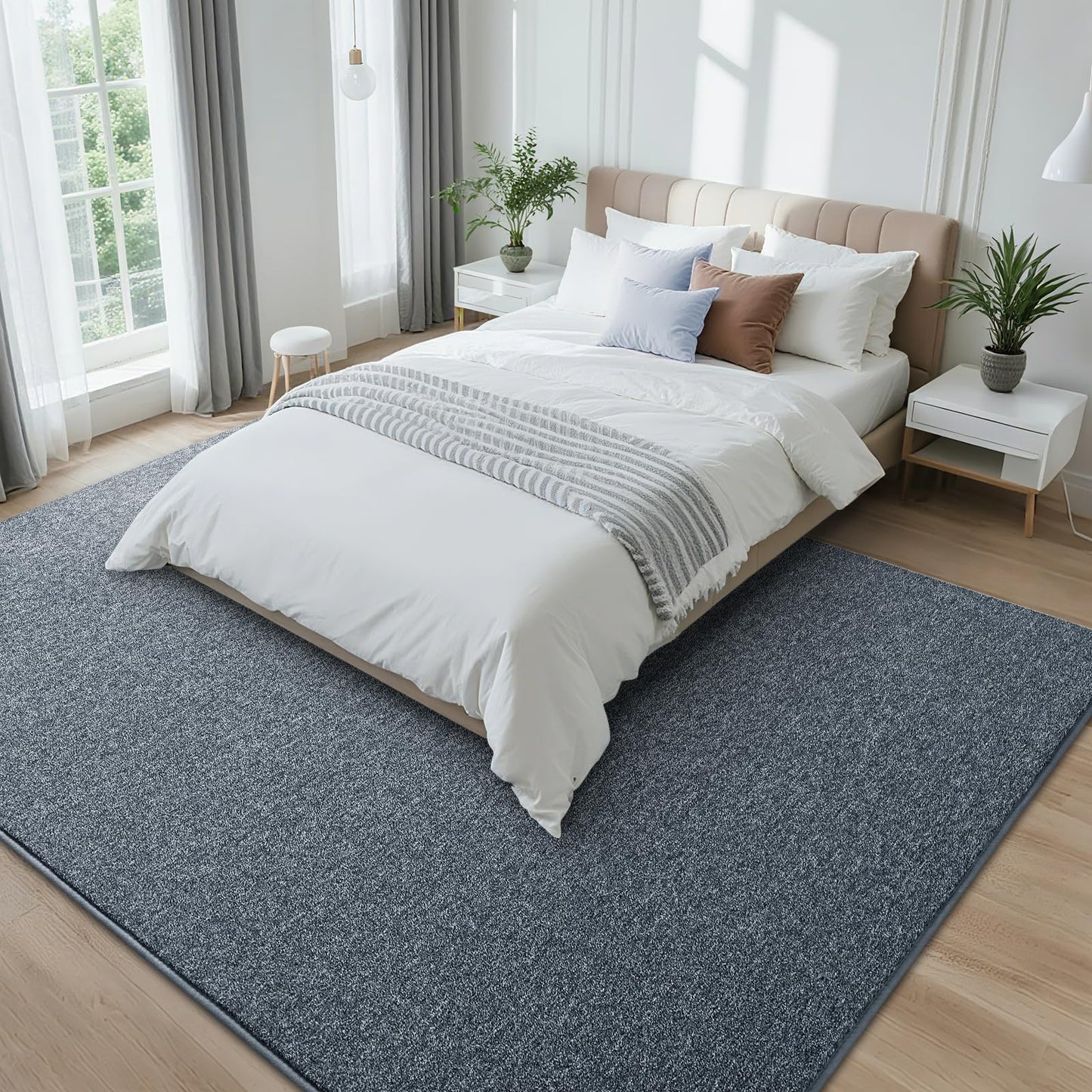 FALARK 6x9 Area Rugs for Bedroom Living Room, Blue Soft Low-Pile Modern Indoor Thickened Memory Foam Non-Slip Washable Carpets for Kids Dorm Home Decor Rug