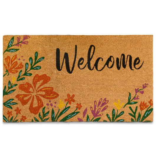 MAINEVENT Flower Door Mat 30x17 Inch, Spring Doormat for Front Door, Summer Door Mat for Covered Outdoor Areas, w/Non-Slip PVC Backing