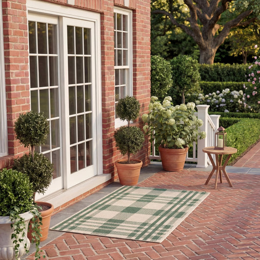 SAFAVIEH Courtyard Collection 2' x 3'7" Green/Beige CY6201 Modern Farmhouse Plaid Indoor/ Outside Waterproof Easy cleansingPatio Backyard Mudroom Accent Mat