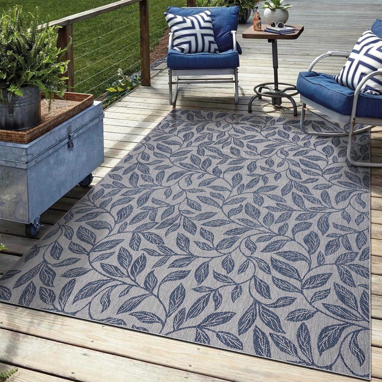 Keen Home Design Terrace Outdoor Area Rug - 46"x67" Washable Indoor/Outdoor Rug for Patio, Kitchen, Balcony, Beach, Garden, Deck and Porch, Size: 3'10" x 5'7", Garden