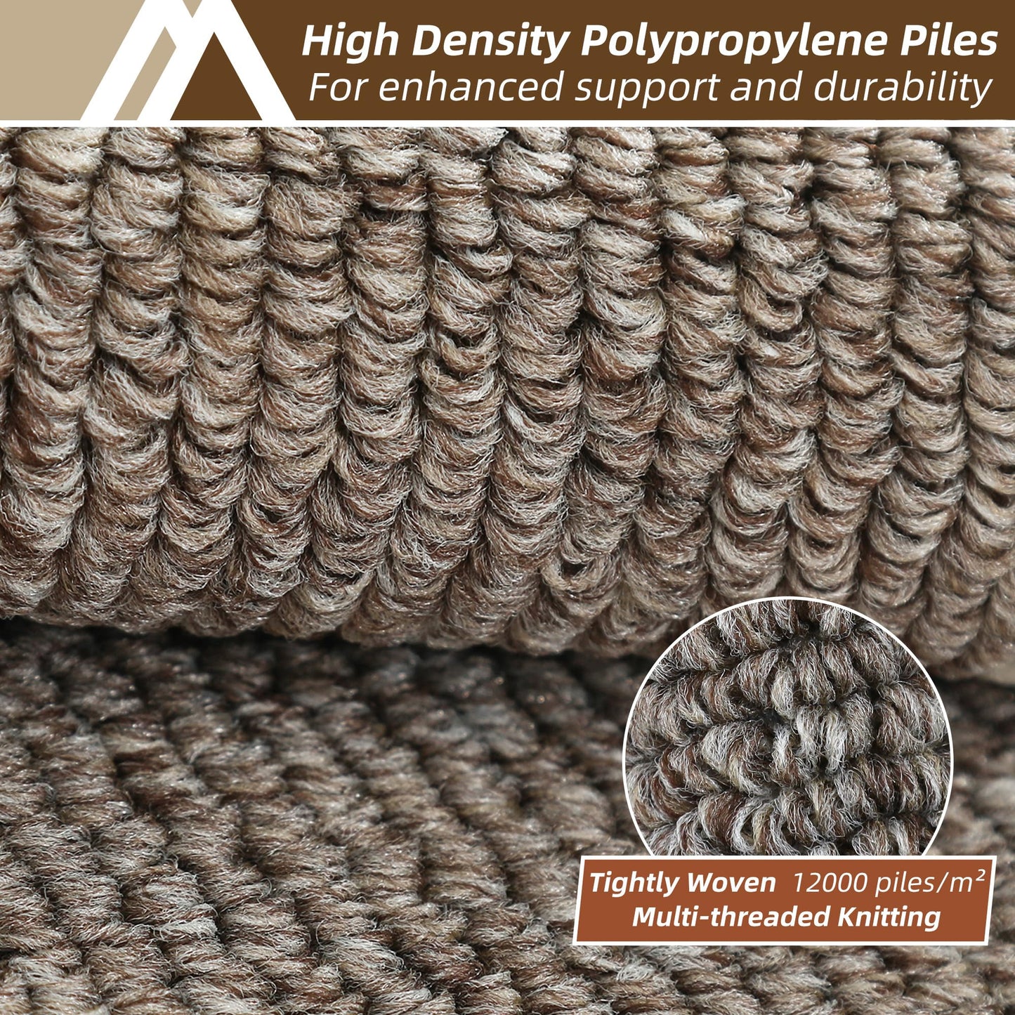 COSY HOMEER Kitchen Rugs Non-Slip 24x35/24x60 Inch Thick Polypropylene Standing Mat for Home Machine Washable, Brown Frame