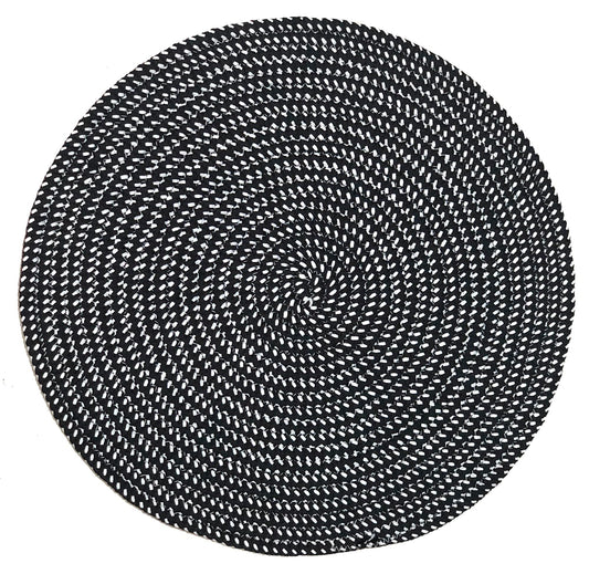 Hand Woven Round Area Rugs Living Room Bedroom Study Computer Chair Cushion Base Mat Round Carpet Lifts Basket Swivel Chair Pad Coffee Table Rug(2' Round, Black/White)