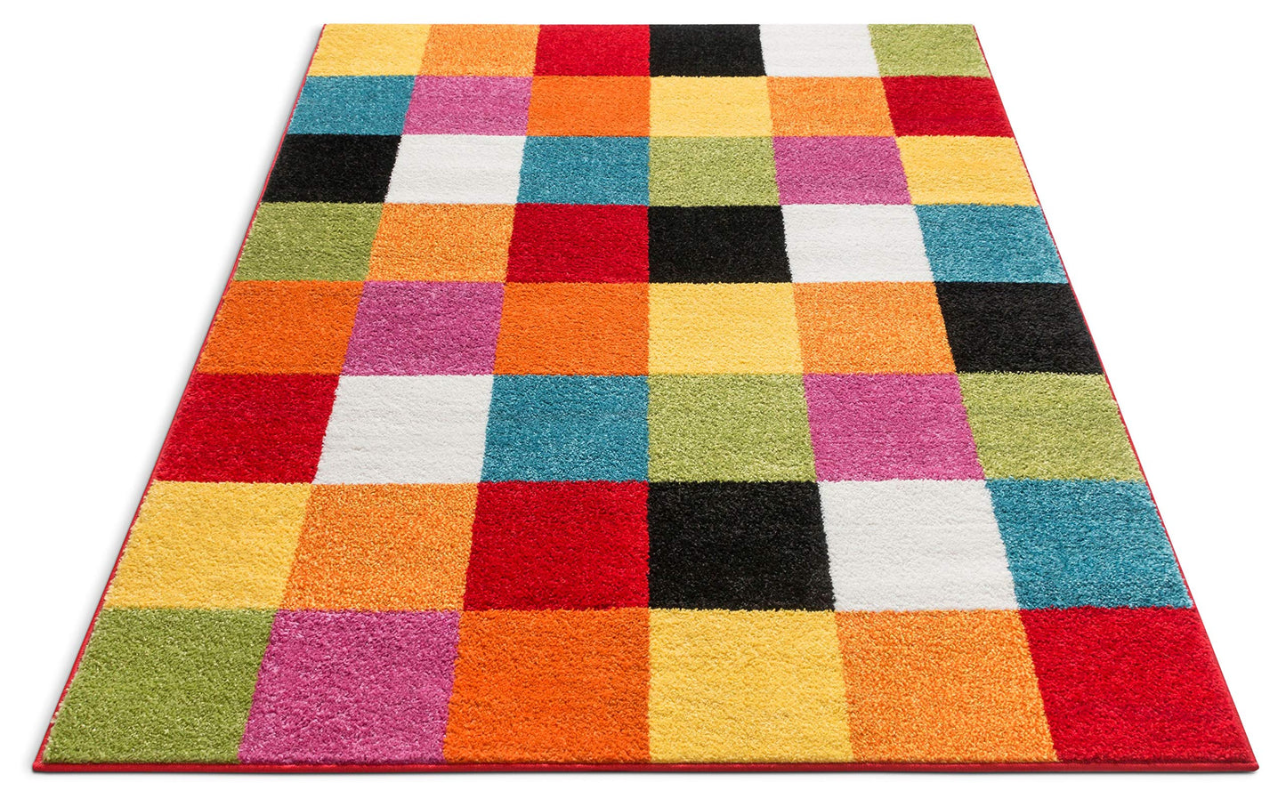 Well Woven Modern Rug Squares Multi Geometric 5' x 7' Area Rug Entryway Bright Kids Room Kitchn Bedroom Carpet Bathroom Soft Durable Area Rug