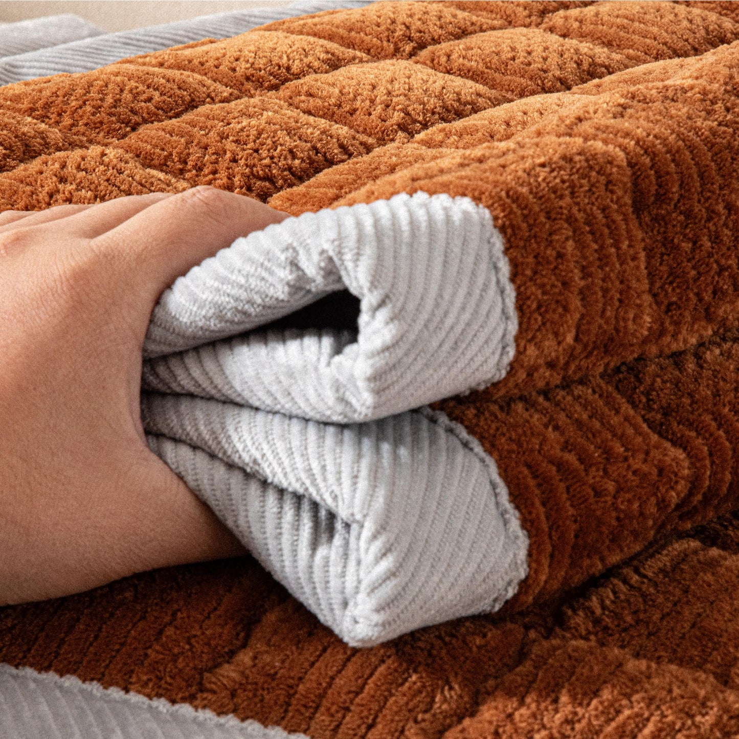 YJSMMXY Couch Cover for Dogs Washable,Anti-Slip Back Cat Mat Pet Pad Blanket for Furniture Protector,Fuzzy Pet Sofa Cover for 3 Cushion Couch Sofa Pets Friendly (Curry, 1pc/27.6"x59"/Seat Cover)
