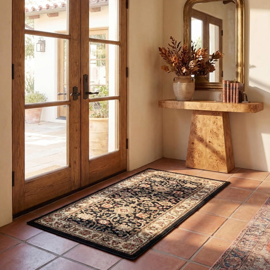 SAFAVIEH Lyndhurst Collection Accent Rug - 2'3" x 4', Black & Ivory, Traditional Oriental Design, Non-Shedding & Easy Care, Ideal for High Traffic Areas in Entryway, Living Room, Bedroom (LNH212A)