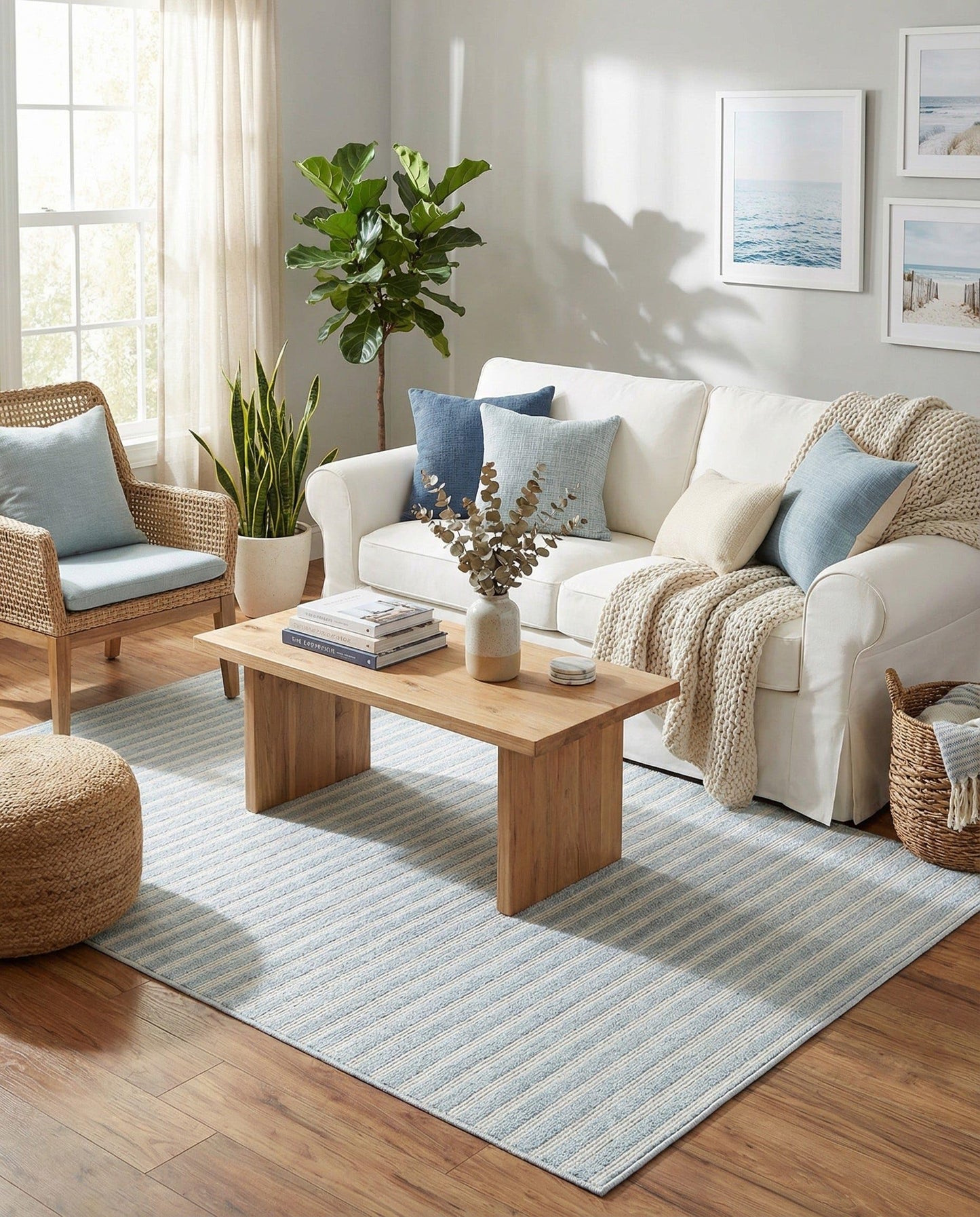 Rugs.com Sabrina Soto Outdoor Collection Rug – 4x6 Light Blue Medium-Pile Rug Perfect for Entryways, Kitchens, Breakfast Nooks, Accent Pieces
