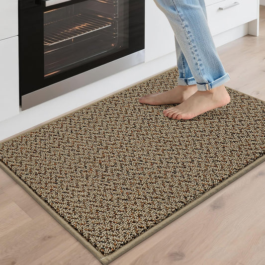 COSY HOMEER Kitchen Rugs Non-Slip Washable Kitchen Floor Mats 20"x32" Taupe