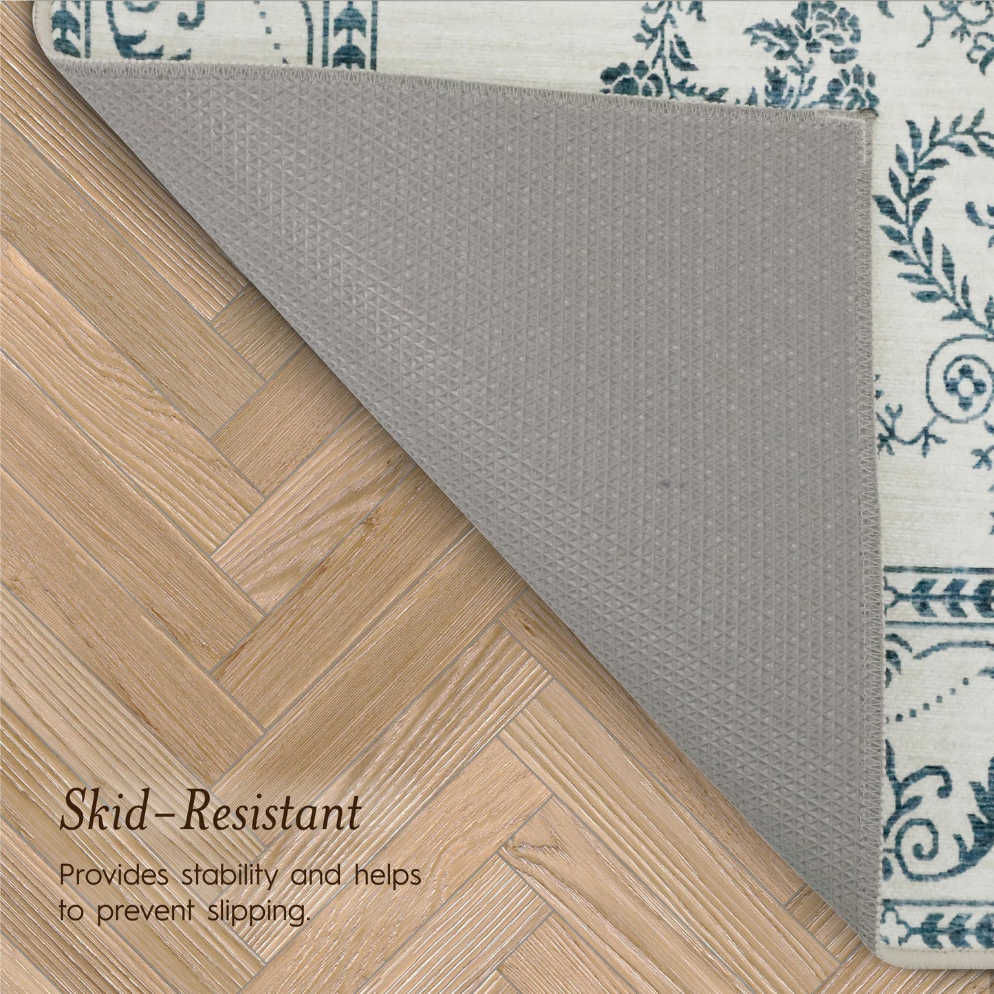 Laura Ashley Sea Spray Blue Josette Medallion Machine Washable & Slip Resistant 26" x 72" Runner Rug