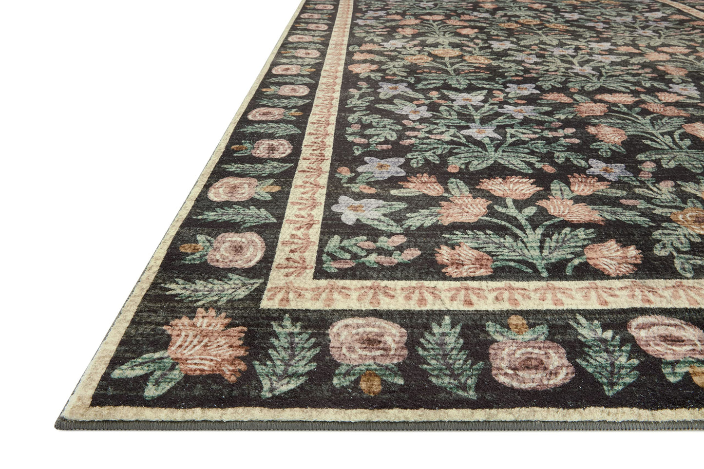 Loloi Rifle Paper Co. Eden Collection EDE-02 Mughal Garden Black 8'-6" x 11'-6" Area Rug feat. CloudPile™