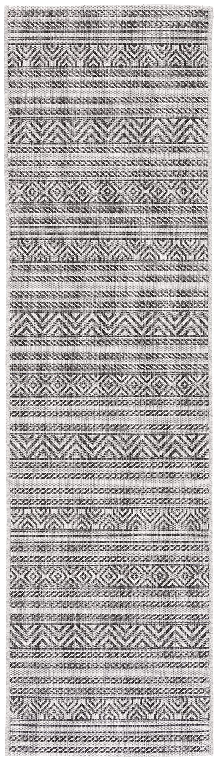 SAFAVIEH Courtyard Collection 2'3" x 6'7" Black / Grey CY8866 Indoor/ Outdoor Waterproof Easy Cleaning Patio Backyard Mudroom Runner Rug