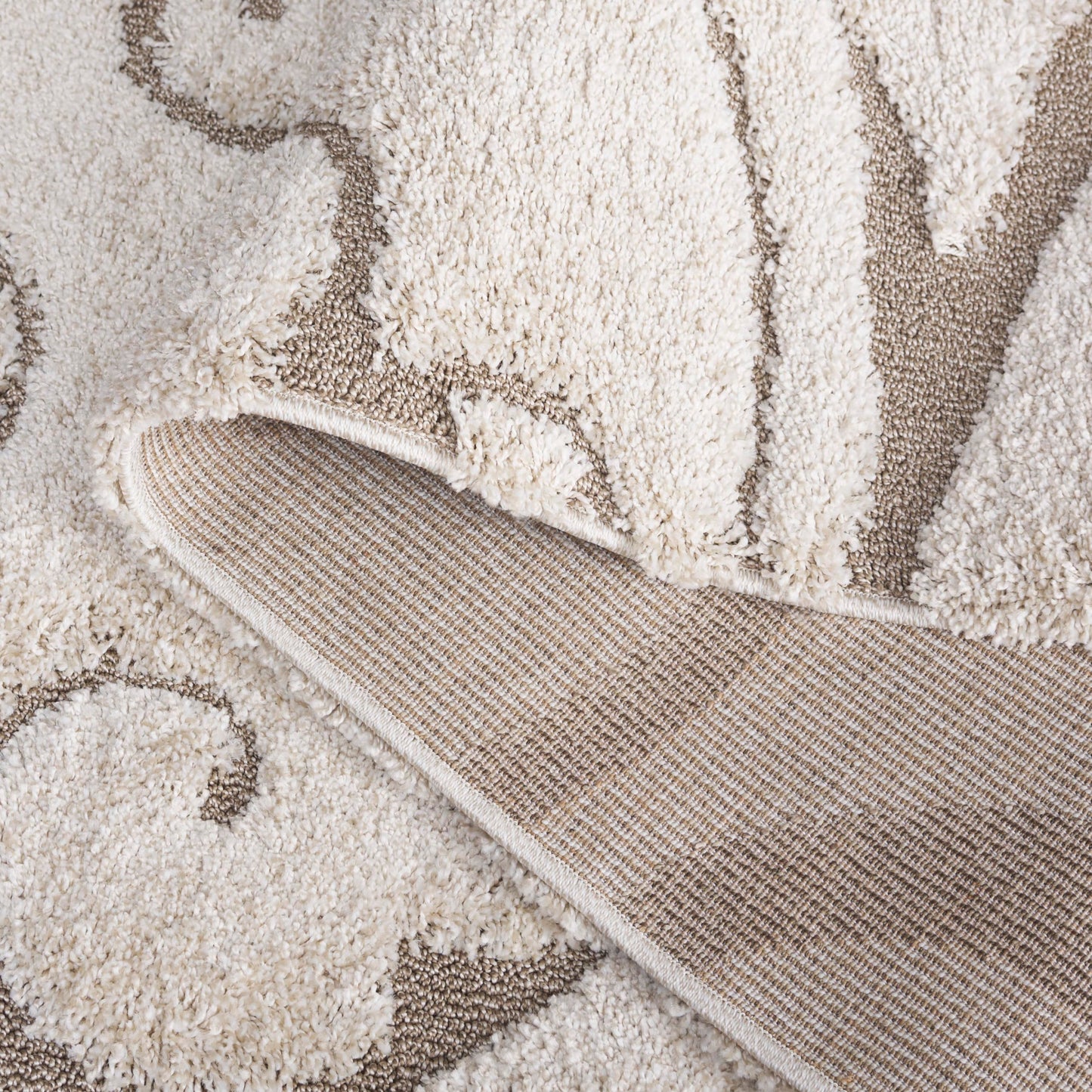 SAFAVIEH Area Rug 8x10 - Florida Shag Collection - Large - Cream & Beige, Scroll Design, Non-Shedding & Easy to Clean, High-Low Plush Pile, Ideal for Living Room, Bedroom, Dining Space (SG455-1113)