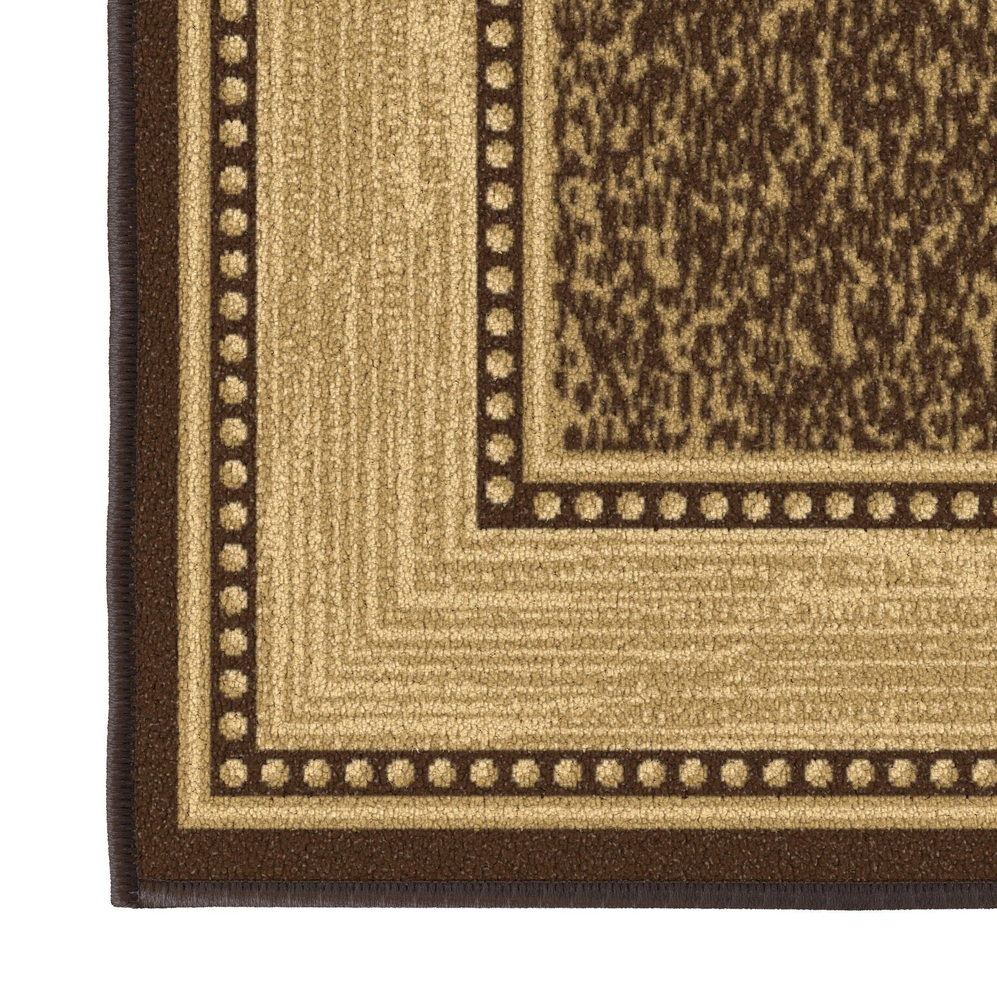 Ottomanson Area Rug 3'3" x 4'7" – Non Slip Rubber Backed Indoor Rug, Low Pile Accent Rug for Living Room, Bedroom, Entryway, Kitchen, Durable Floor Carpet, Border Brown