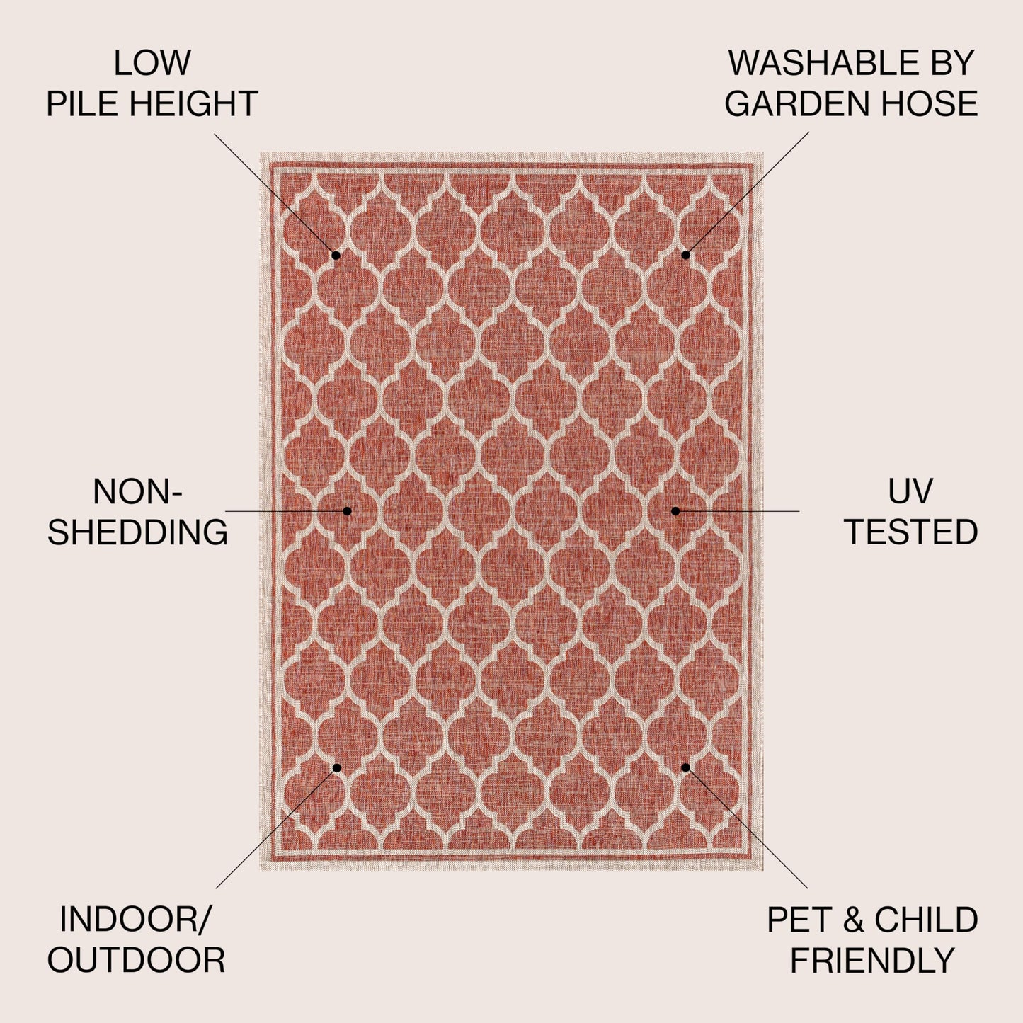 JONATHAN Y Moroccan Trellis Indoor Outdoor Area Rug 9X12 Red/Beige, Trebol Textured Weave for Backyard, Patio, Porch, Easy-Cleaning, High Traffic, Pet-Friendly, Non-Shedding (SMB109C-9)