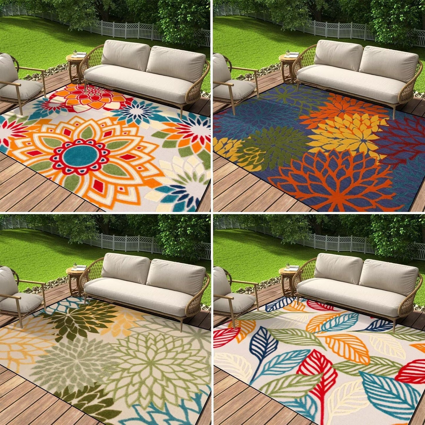Outdoor Rug Patio Rug, Crystal Velvet Fabric Outside Carpet Thickened Wear-Resistant and Washable Picnic Rug Mat 160x230cm