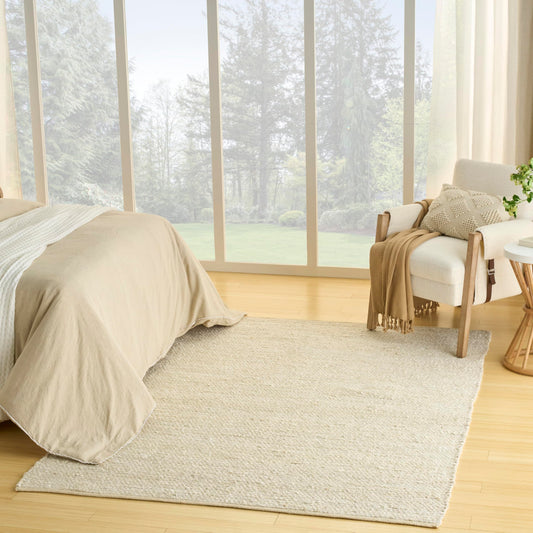 Nourison Home Natural Jute Ivory 5' x 7' Area Rug - Easy Clean, Non Shedding, Bed Room, Living Room, Dining Room, Kitchen (5' x 7')