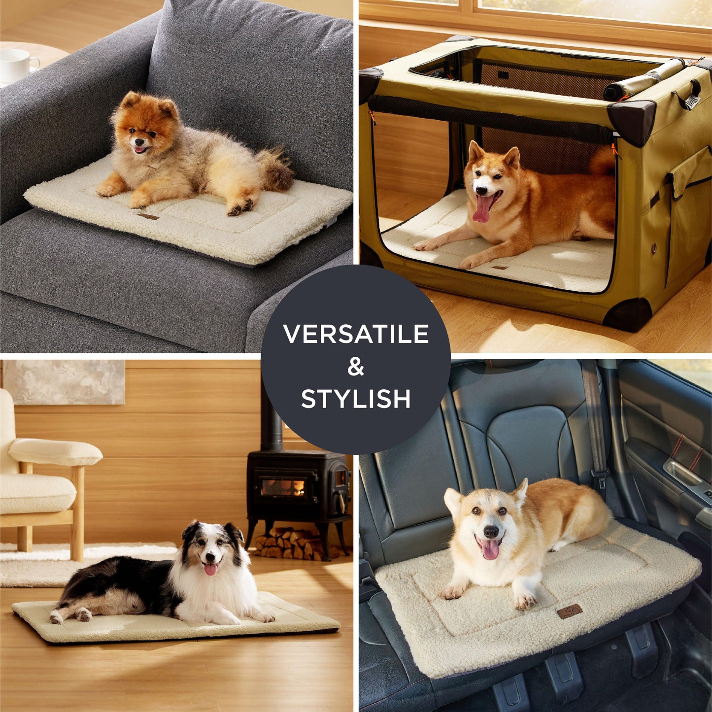 Bedsure Washable Dog Crate Bed for Large Dogs, Reversible Foam Floor Pet Mat, Versatile Lightweight Pet Crate Pad for Cages