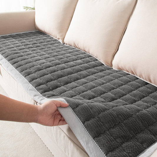 YJSMMXY Couch Cover for Dogs Washable,Anti-Slip Back Cat Mat Pet Pad Blanket for Furniture Protector,Fuzzy Pet Sofa Cover for 3 Cushion Couch Sofa Pets Friendly (Dark Gray, 1pc/27.6"x59"/Seat Cover)