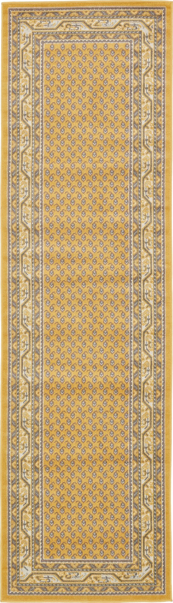 Unique Loom Williamsburg Collection Traditional Border with Dotted Center Area Rug, Runner 2' 9" x 9' 10", Yellow/Beige
