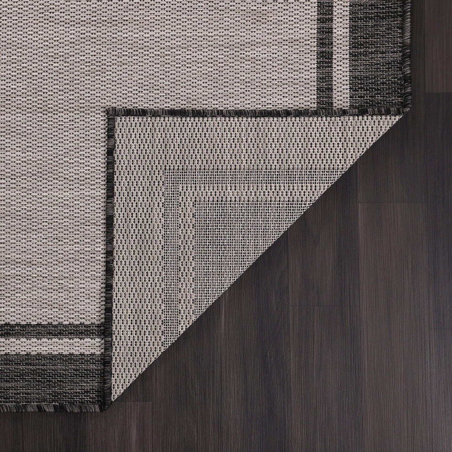 CAMILSON Indoor Outdoor Rug, 5x7 Bordered Gray Modern Area Rugs for Indoor and Outdoor Patios, Kitchen and Hallway Mats, Washable Porch Deck Outside Carpet (Bordered Grey, 5 x 7)