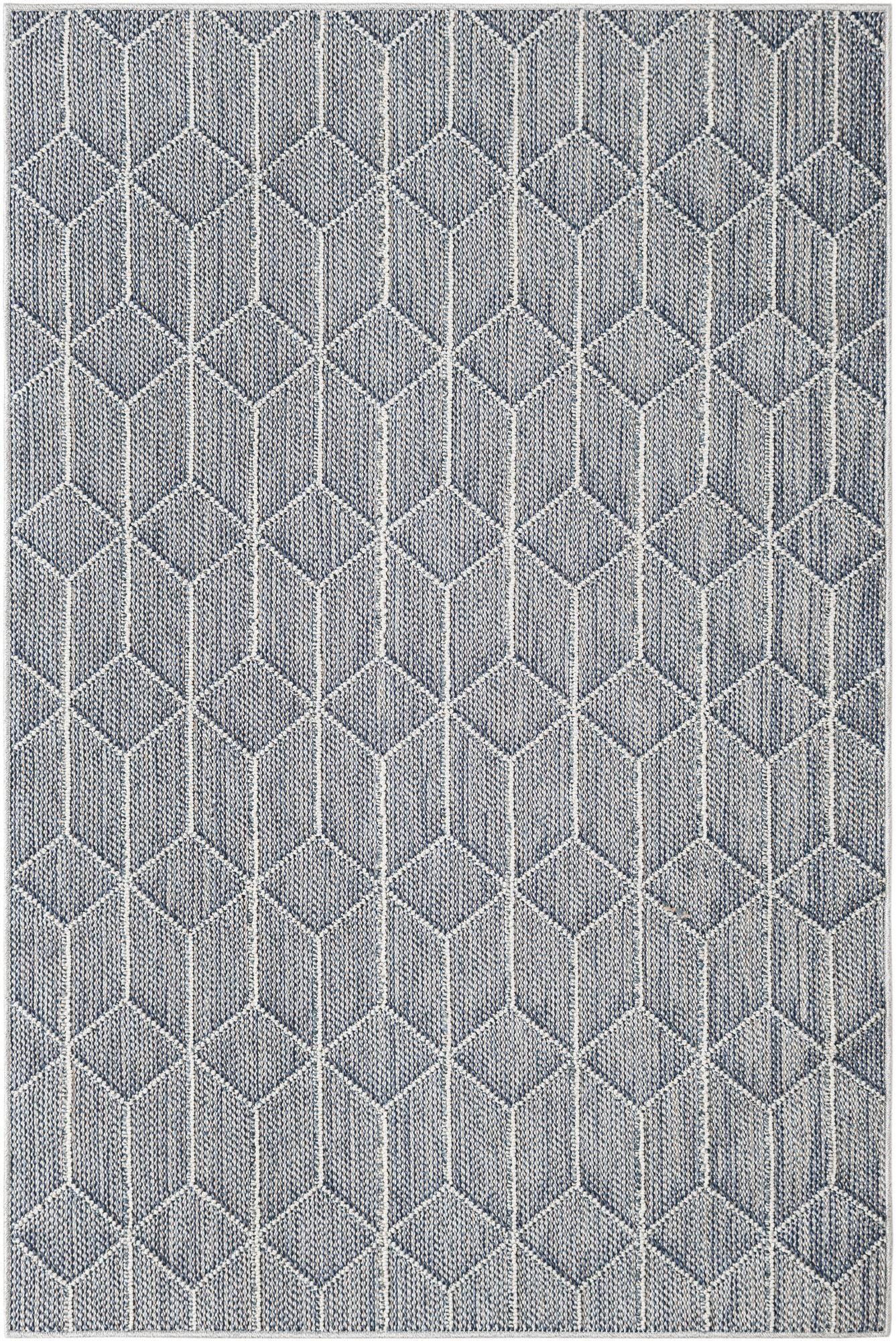 Rugs.com - Outdoor Lattice Rug – 4' 1 x 6' 1 Light Blue Washable Indoor/Outdoor Rug – Perfect for Patios, Decks, Porches, and Poolside Spaces