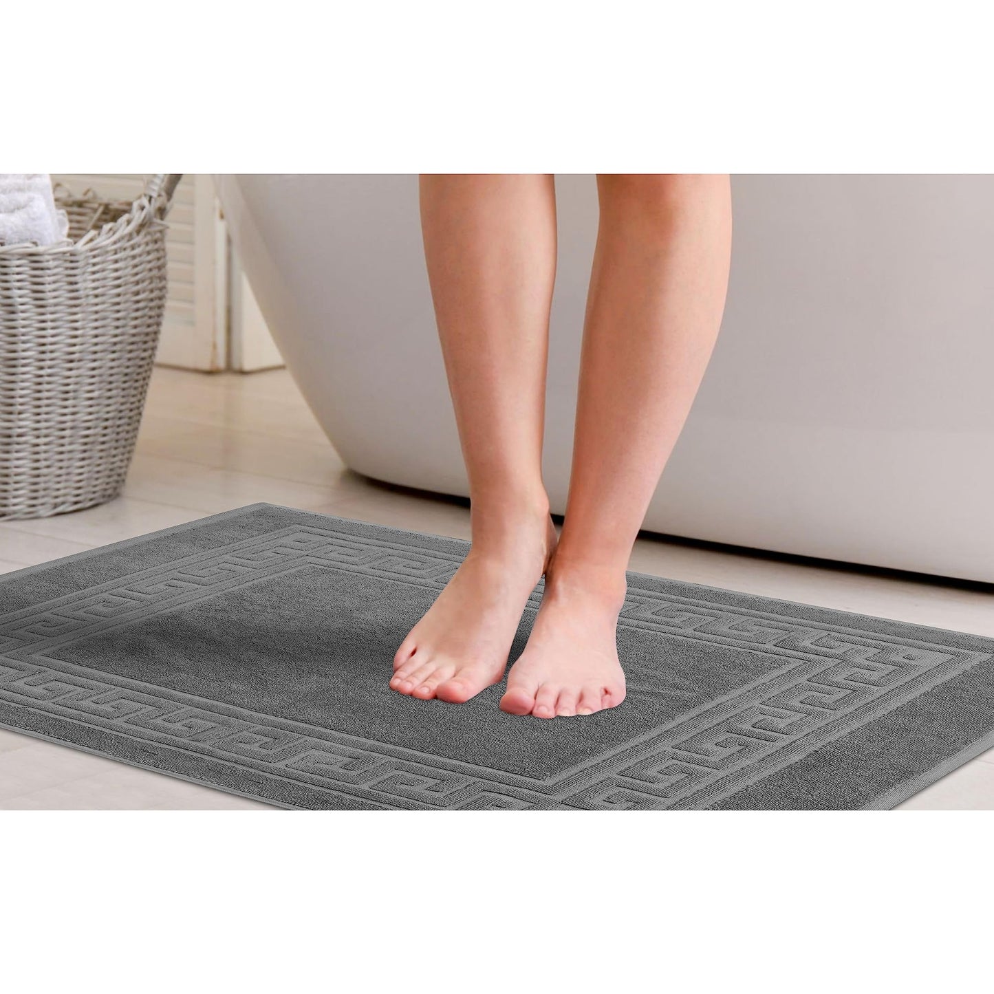 Superior Heavyweight Cotton Bath Mats, Bath Rugs For Bathroom Accessories, Washable Rug For Shower, Bath, Toilet, Modern Decor, No Backing, Luxury Hotel And Spa Quality, Set of 2, 22" x 35", Sage
