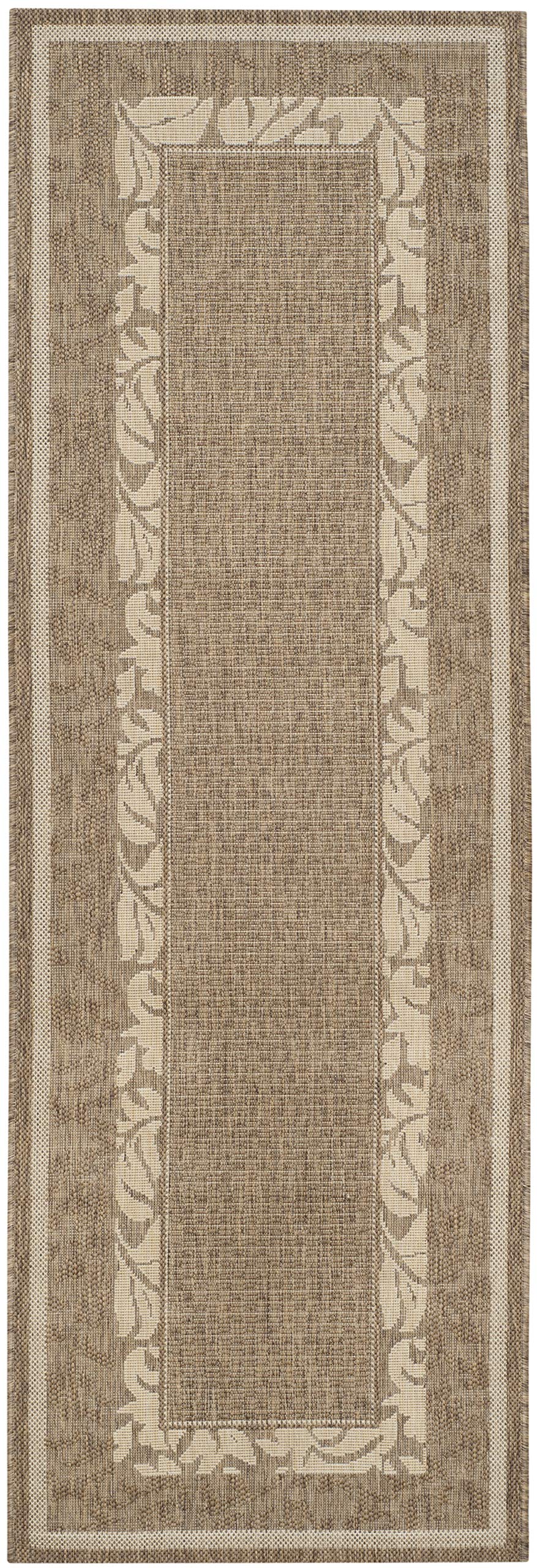 SAFAVIEH Washable Rug Outdoor Courtyard Collection - 2'3" x 6'7" Runner, Brown & Natural, Non-Shedding & Easy Cleaning, Ideal for Patio, Entryway, Mudroom, Hallway, Kitchen (CY1704-3009)