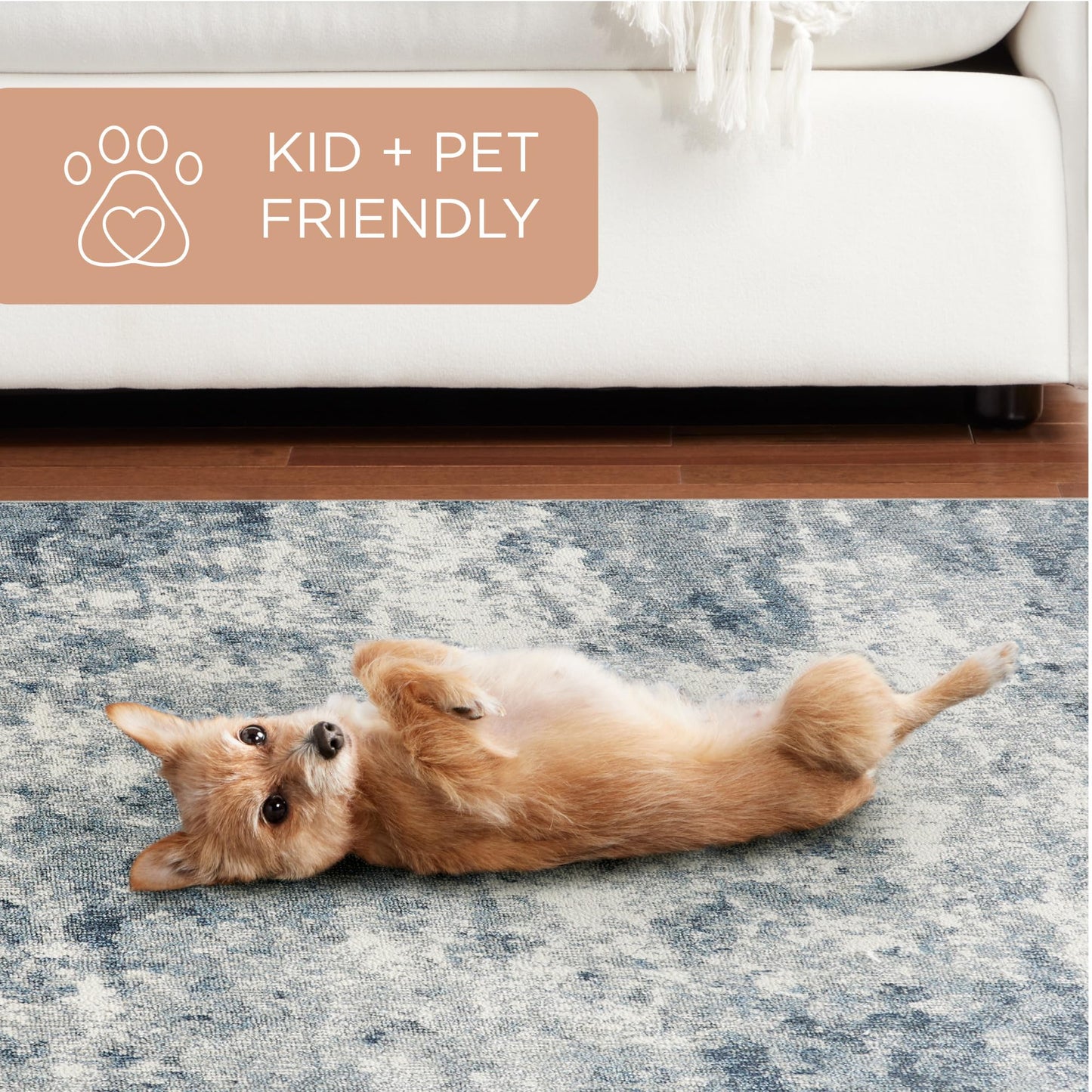 Town & Country Everyday Rein Abstract Cloud Everwash® Washable Area Rug with Non-Slip Backing, Pet Friendly Rug, Blue/Grey, 7'10"x10'2"