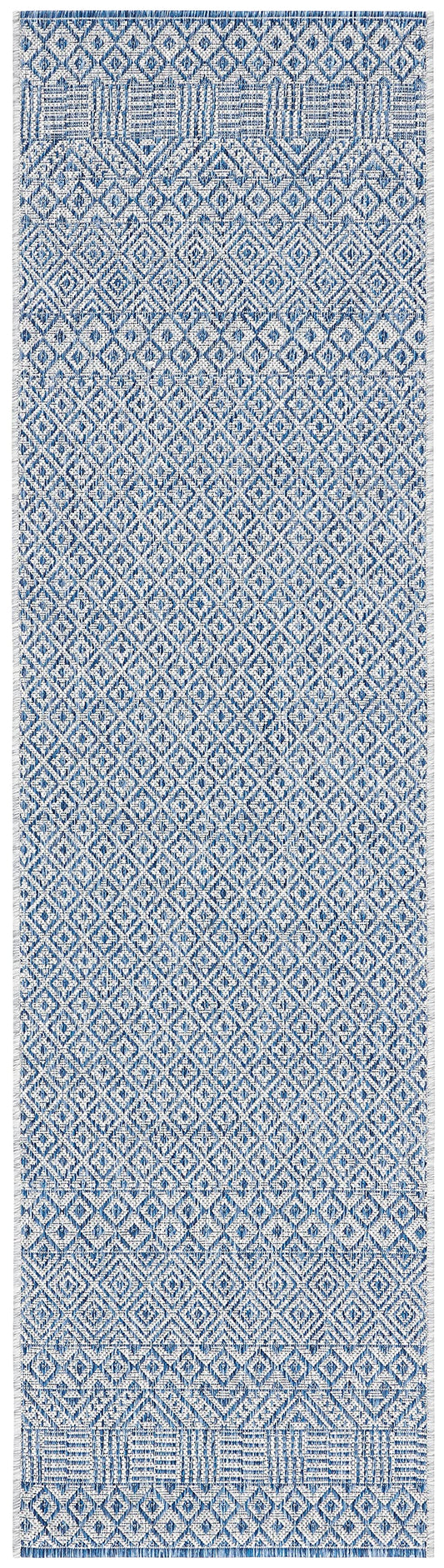 SAFAVIEH Courtyard Collection 2'3" x 14' Grey/Blue CY8235 Indoor/ Outside Waterproof Easy cleansingPatio Backyard Mudroom Runner Mat