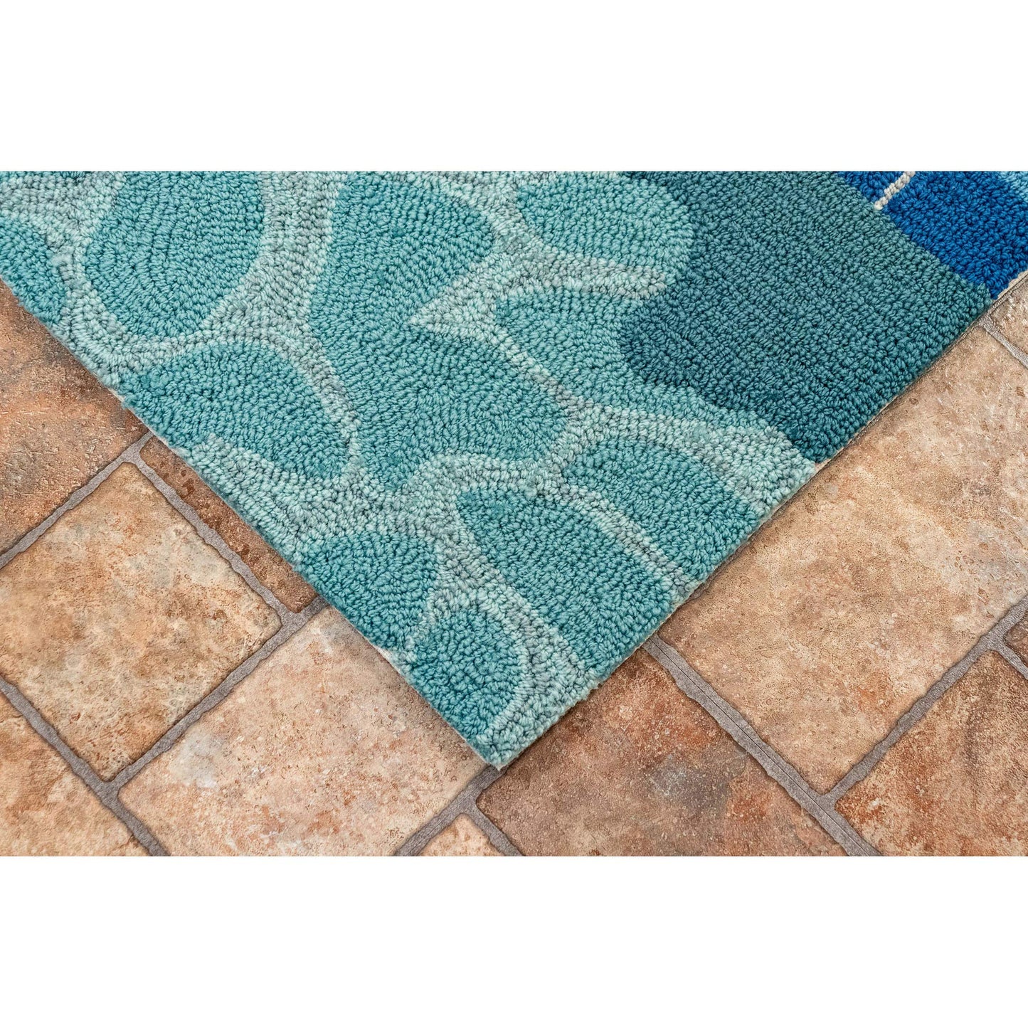 Liora Manne Frontporch Hand-Tufted Indoor/Outdoor Easy Care Area Rug Rug-Transitional, Decorative, Patio, Contemporary, This Way to The Pool Water 1'8" x 2'6"