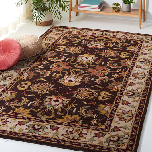 SAFAVIEH Heritage Collection Area Rug - 7'6" x 9'6", Brown & Beige, Handmade Traditional Oriental Wool, Ideal for High Traffic Areas in Living Room, Bedroom (HG818A)