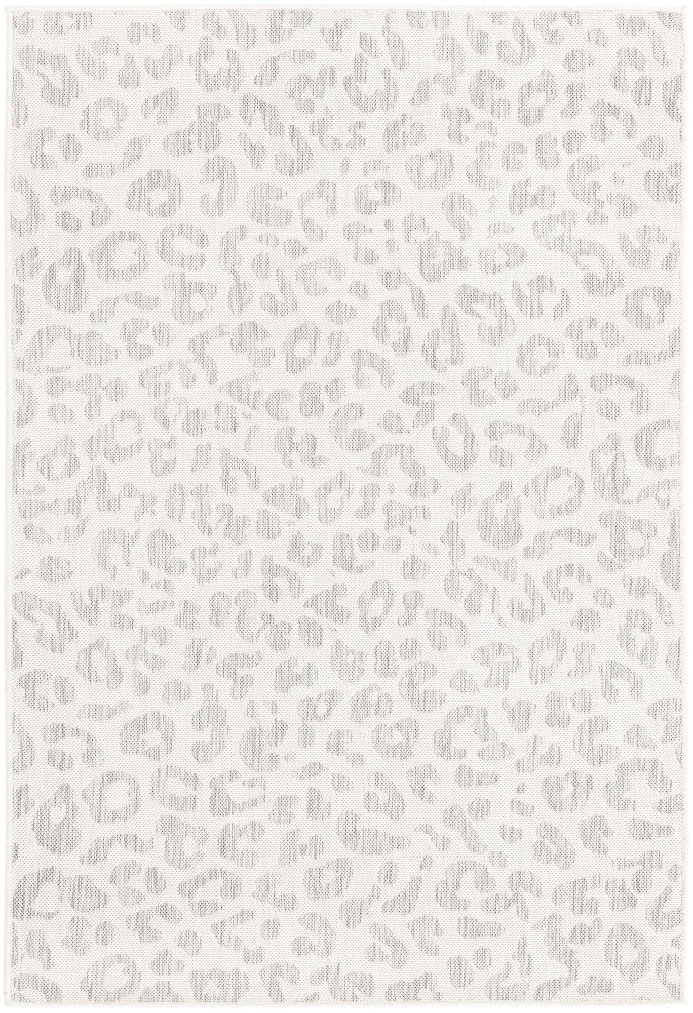 Unique Loom Outdoor Safari Collection Area Rug - Leopard (4' 1" x 6' 1" Rectangle, Ivory Gray)