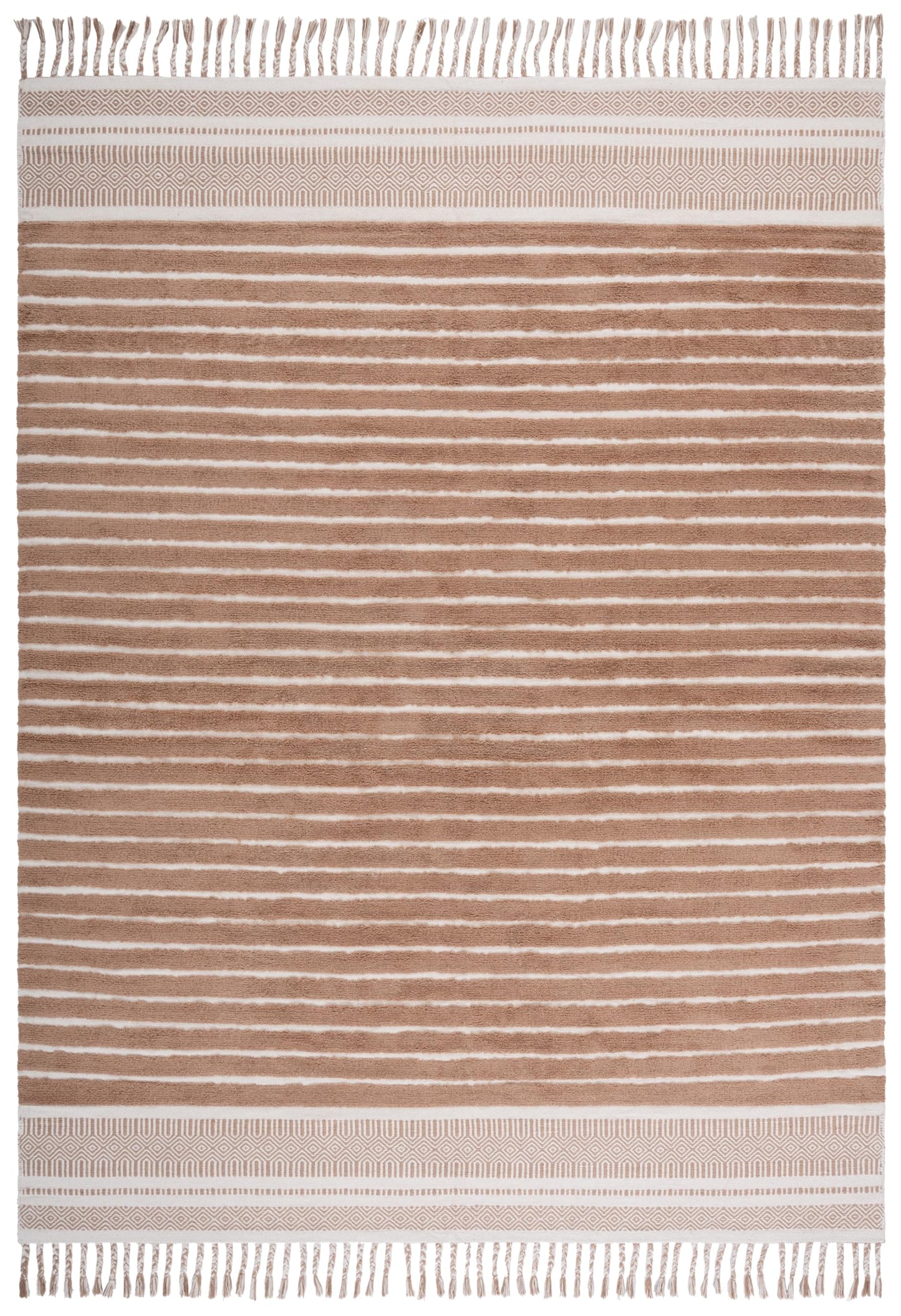 SAFAVIEH Area Rug 8x10 - Kilim Collection - Large - Natural & Beige, Handmade Cotton, Ideal for Living Room, Bedroom, Dining Space (KLC401C)