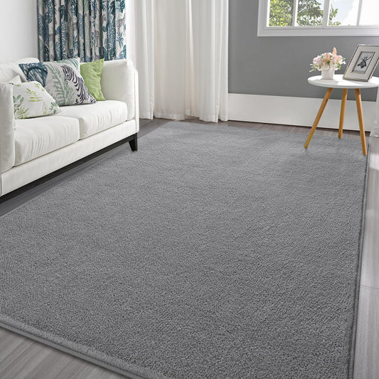 Pettop 4x6 ft Grey Area Rugs for Bedroom Living Room, Washable Memory Foam Indoor Carpet, Modern Aesthetic Minimalist Non Slip Soft Comfy Carpet for Boys Girls Dorm Home Decor