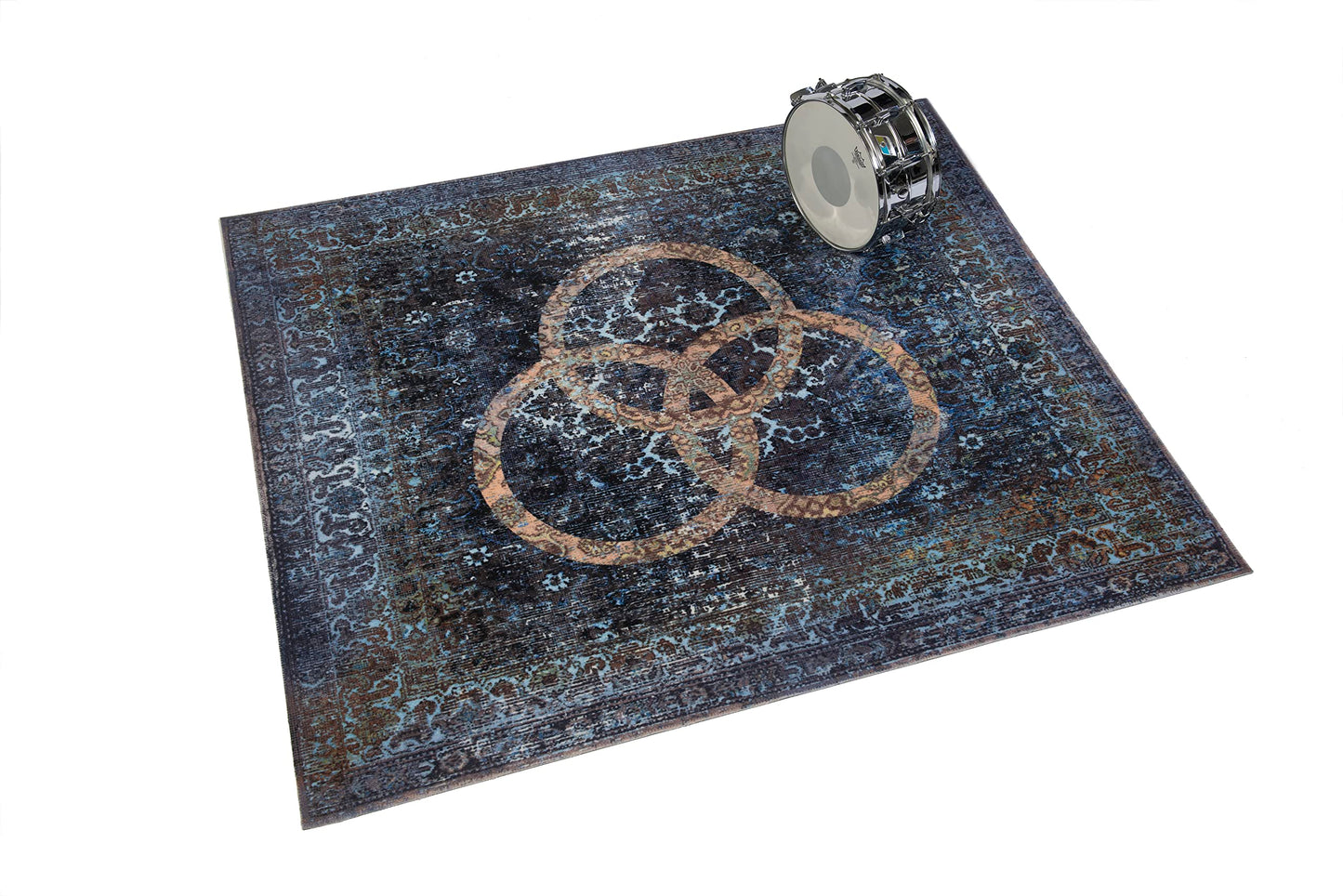 DRUMnBASE Vintage Persian Style Stage Rug | Non-Slip Waterproof Drum Mat | 6 FT x 5.25 FT Drum Carpet to Reduce Vibration for Drums, Amps, and Pedalboards | Durable Stage & Studio Mat