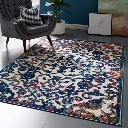 Vintage Floral Persian Medallion Indoor/Outdoor Area Rug