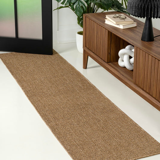 JONATHAN Y Easy Jute Rustic Indoor Outdoor Runner Rug Natural 2X8, Solana Easy Solid Color for Backyard, Patio, Porch, Easy-Cleaning, High Traffic, Pet-Friendly, Hose Washable, Non-Shedding FXV100A-28