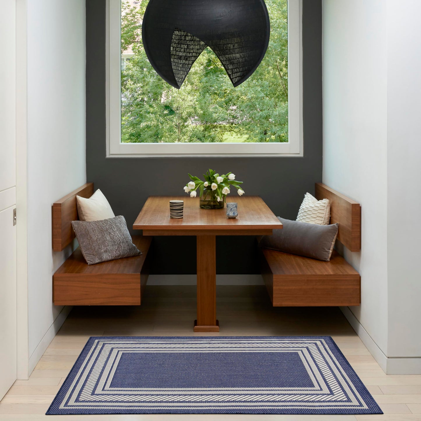 Nourison Home Horizon Indoor/Outdoor Navy 3' x 5' Area Rug - Easy Clean, Non Shedding, Bed Room, Living Room, Dining Room, Kitchen (3' x 5')