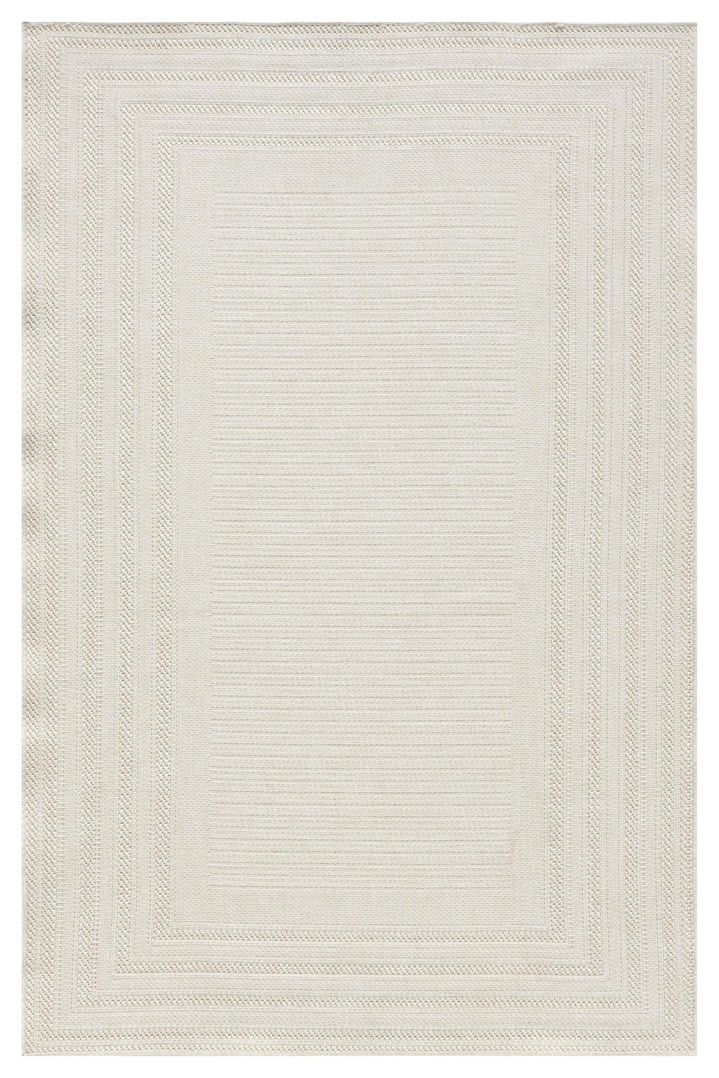 RUGGERRUGS Berry Easy Jute Indoor Outdoor Rug, 5x7 Neutral Bordered Jute Look, Weather Resistant, Easy Care, Lightweight Outdoor Farmhouse Carpet for Patio, Porch, Living Room (5' x 7', Ivory)
