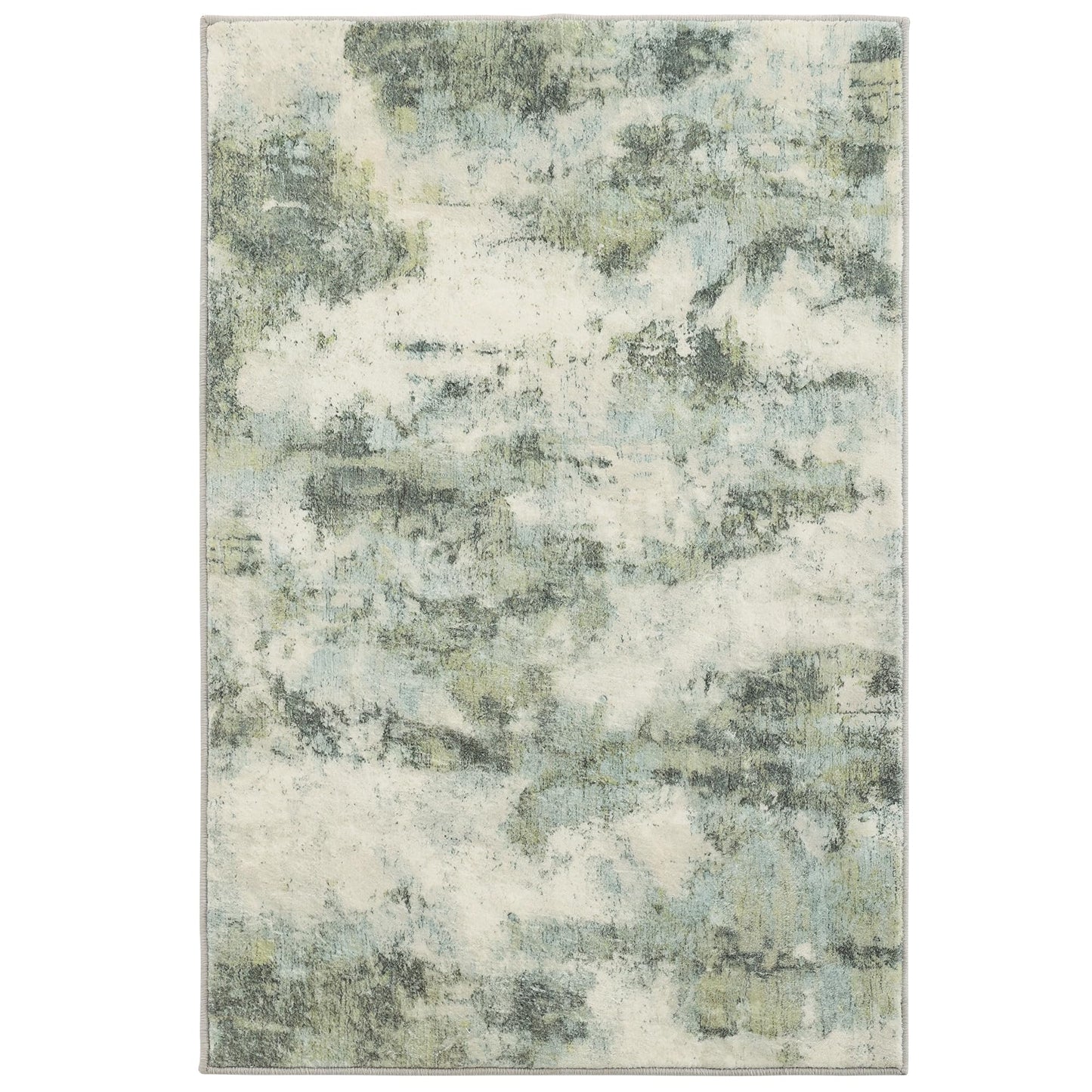 Carvapet Rugs for Entryway, 24"x36" Green Modern Abstract Low Pile Carpet with Rubber Backing, Foldable, Non Slip Machine Washable Entrance Mat (3 x 2 Feet Rectangular, Sage Green Area Rug)
