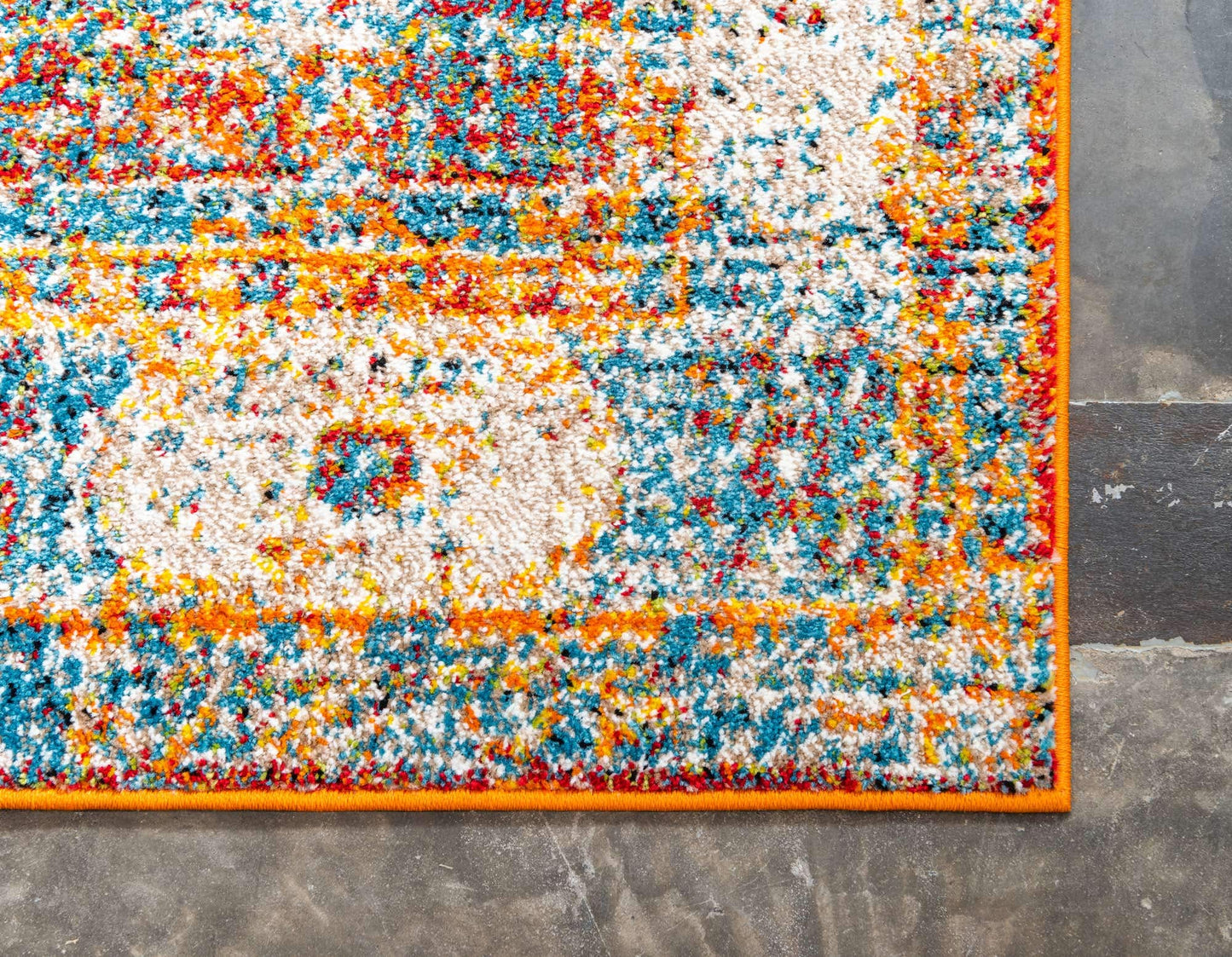 Unique Loom Rosso Collection Traditional, Vintage, Medallion, Border, Distressed, Southwestern Area Rug (5' 0 x 8' 0 Rectangular, Ivory/Blue)