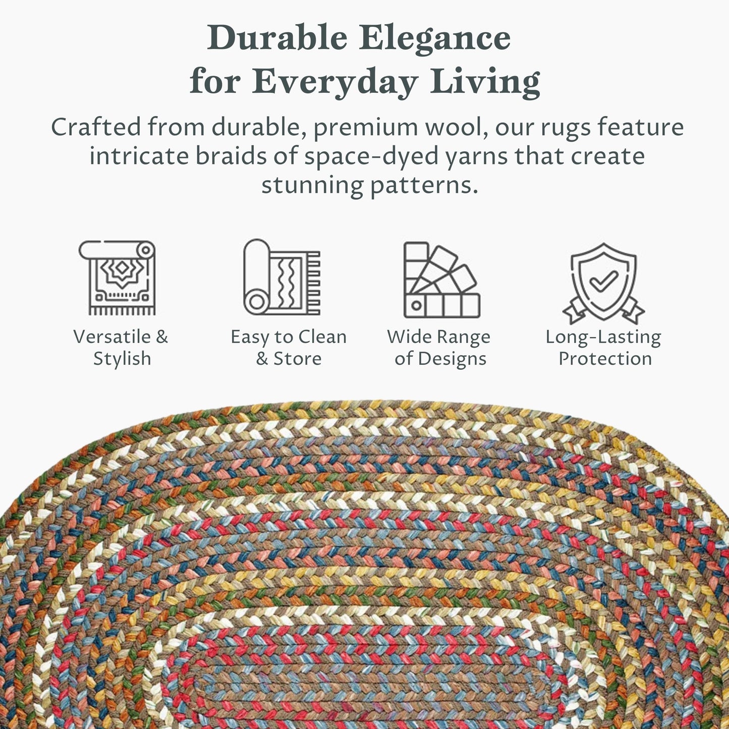 Rhody Rug Country Jewel CJ35 Bronze 7' x 9' Oval - Braided Area Rug, Home Decor, Floor Mat or Bedroom Rug - Easy Care, Ideal for High Traffic Areas in Hallway and Living Room - Made in USA