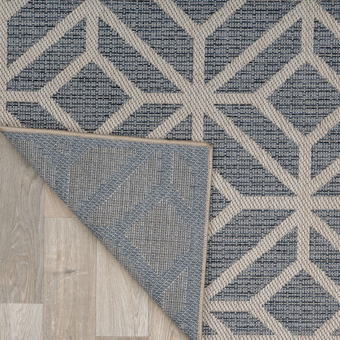 Rugshop Blue Contemporary Geometric Indoor/Outdoor Area Rug — Hose Washable for Living Room, Dining Room and Office, 9' x 12'