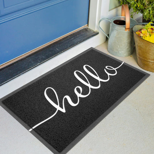 KILOCOCO Outdoor Mat Front Door Mat Welcome Mats Low Pile Doormat Entrance Non-Slip High Traffic Area Easy Clean Rubber Backed Entry Mats Hello Doormats for Garage Yard Patio Kitchen Indoor,18"x30"