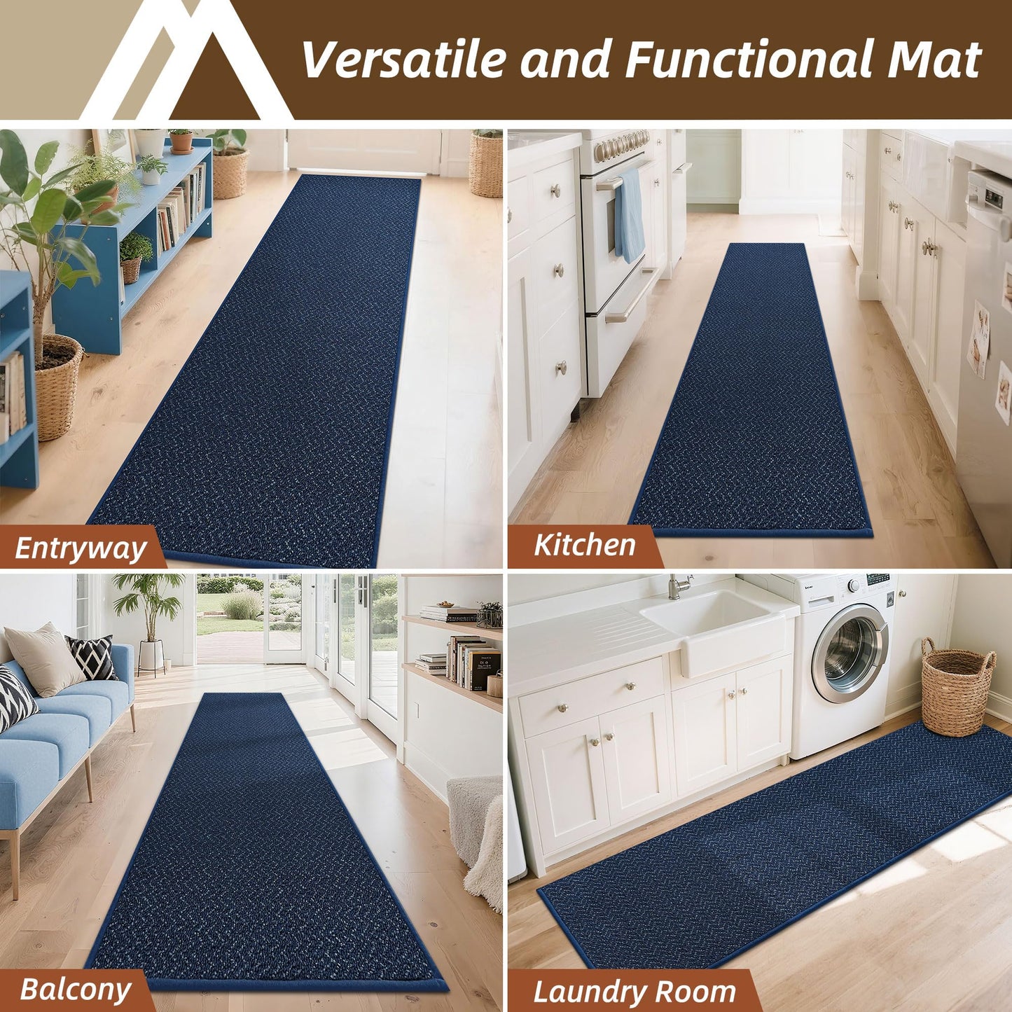 COSY HOMEER Hallway Runner Rug 2'x8' Non Slip Washable Entryway Runner Rugs Absorbent Stain Resistant Carpet Rug Runners for Hallways,Entrance and Laundry Room,Blue
