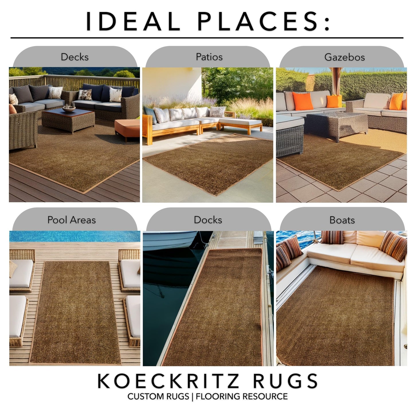 KOECKRITZ 6' x 7' Artificial Turf Indoor Outdoor Rug – Brown/Tan Synthetic Grass Carpet for Patio, Garden, Balcony & Landscape – Pet Friendly, Dog Grass, Lightweight