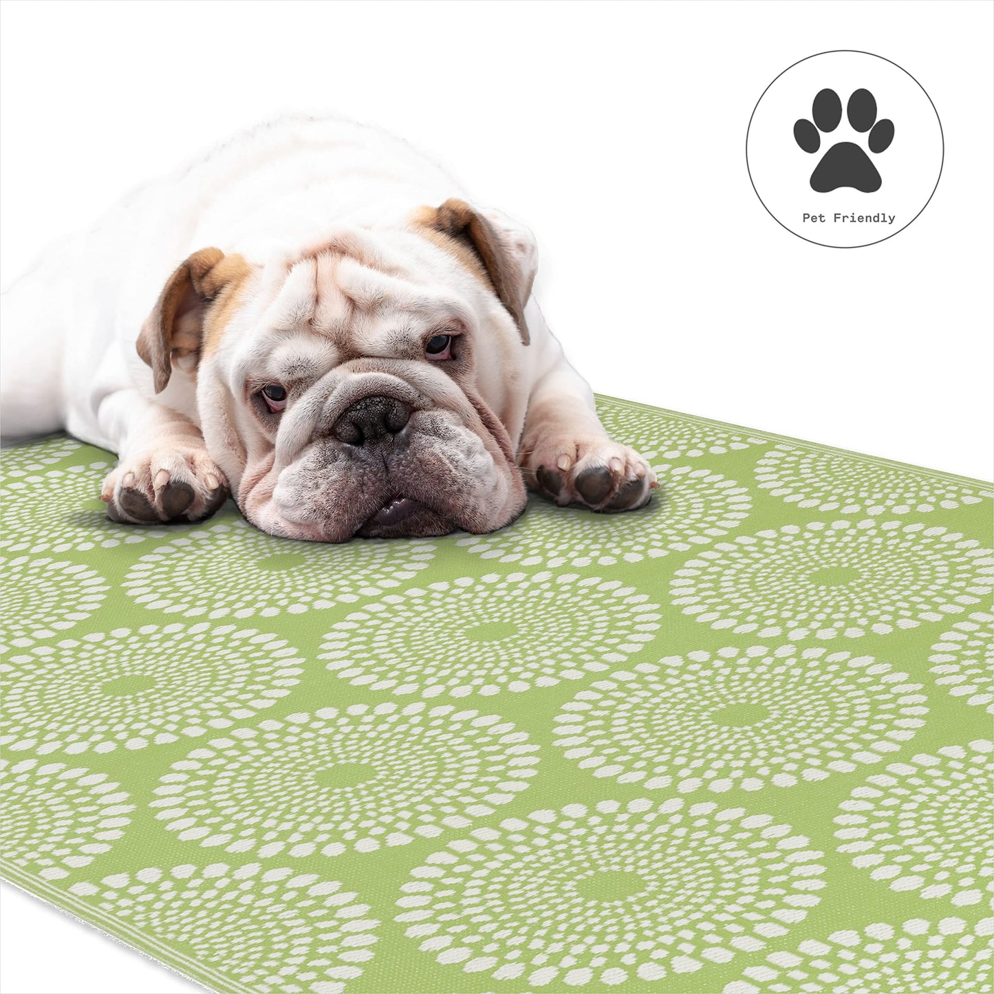 Fab Habitat Outdoor Rug - Waterproof, Fade Resistant, Crease-Free - Premium Recycled Plastic - Floral Medallion - Large Patio, Deck, Sunroom, Camping, RV - Rio - Green - 6 x 9 ft