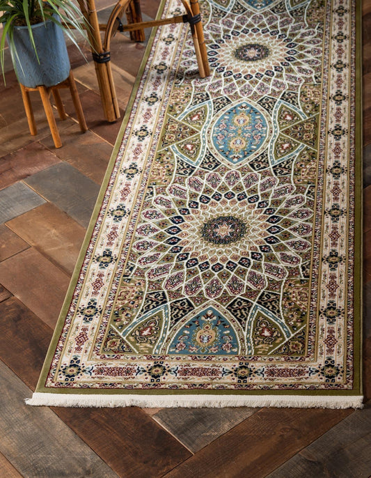 Unique Loom Narenj Collection Area Rug - Adams (3' x 13' 1" Runner Green/Beige)