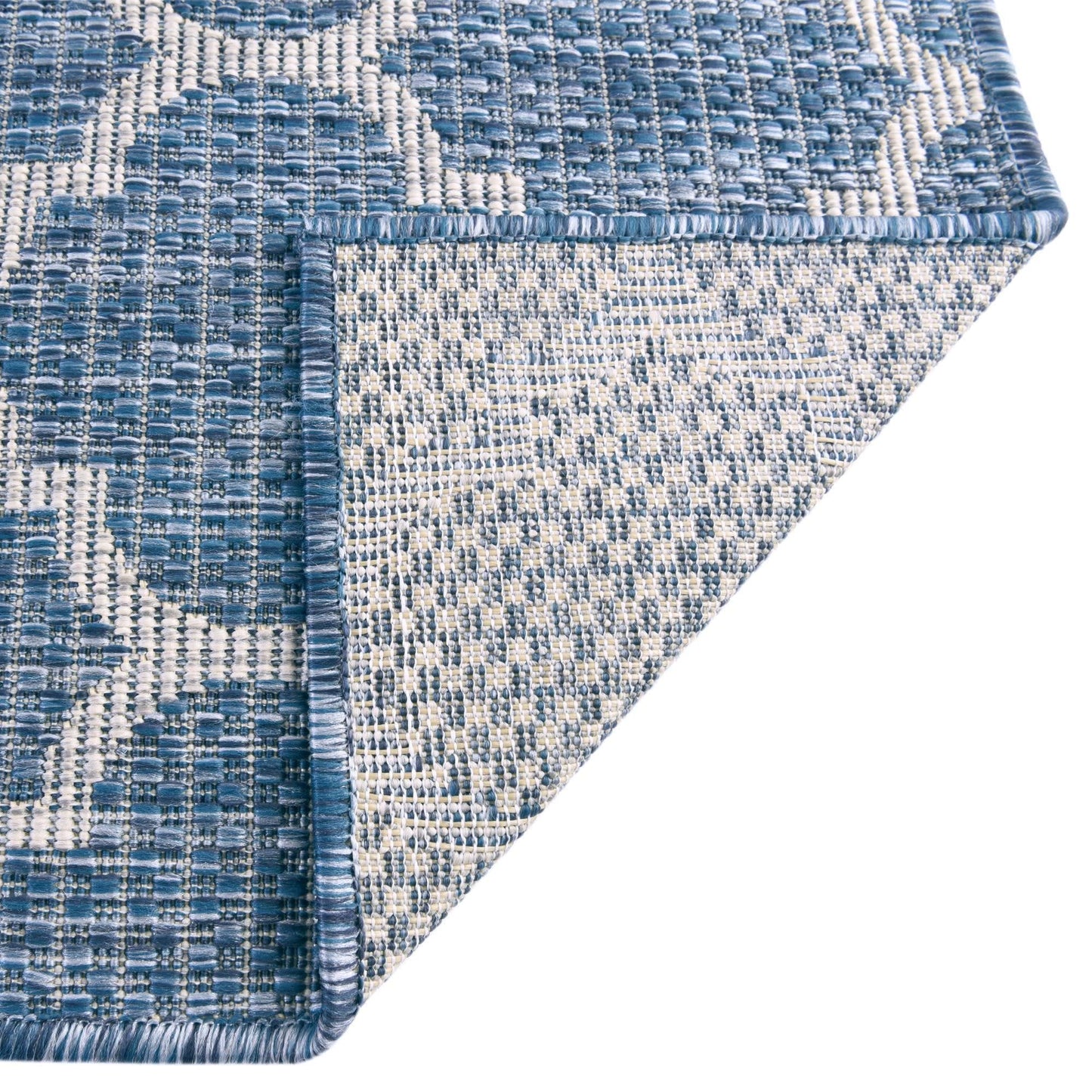 Unique Loom Outdoor Trellis Collection Area Rug (2' x 6' 1" Runner, Navy Blue/ Ivory)